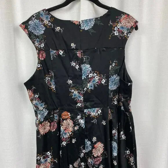 Torrid Black Floral Sleeveless Fit&Flare Party Dress Sz.18W NWT - Picture 9 of 14